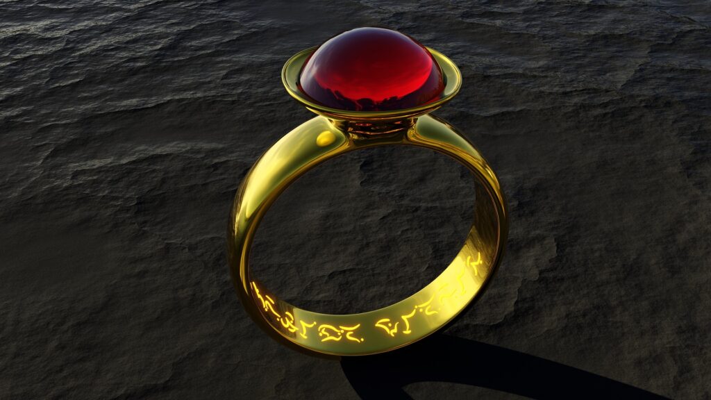 Red stone gold ring